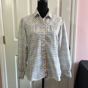 Vintage Karman Cowboy shirt plaid pastel colors